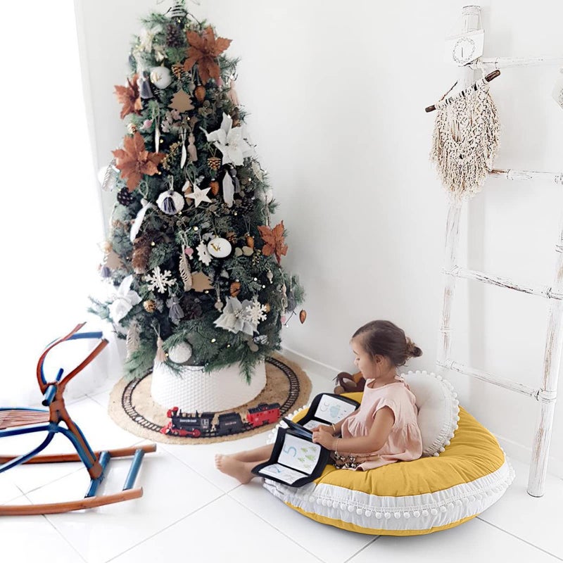 Kishome Large Floor Pillow Kids Round Floor Cushion Seating, 35 inches Big Circle Pillow, Round Pillows Seating for Children, Oversized Mat for Reading Nook Teepee Playroom Nursery Canopy Yellow - Image 4